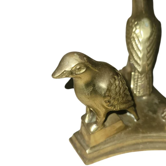 Vintage Brass Bird Base with Glass Orb Sphere- Crystal Moon Ball - Picture 6 of 10